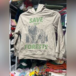 Sz8 Peek Tan Hoodie with Save our Forest Bear Print